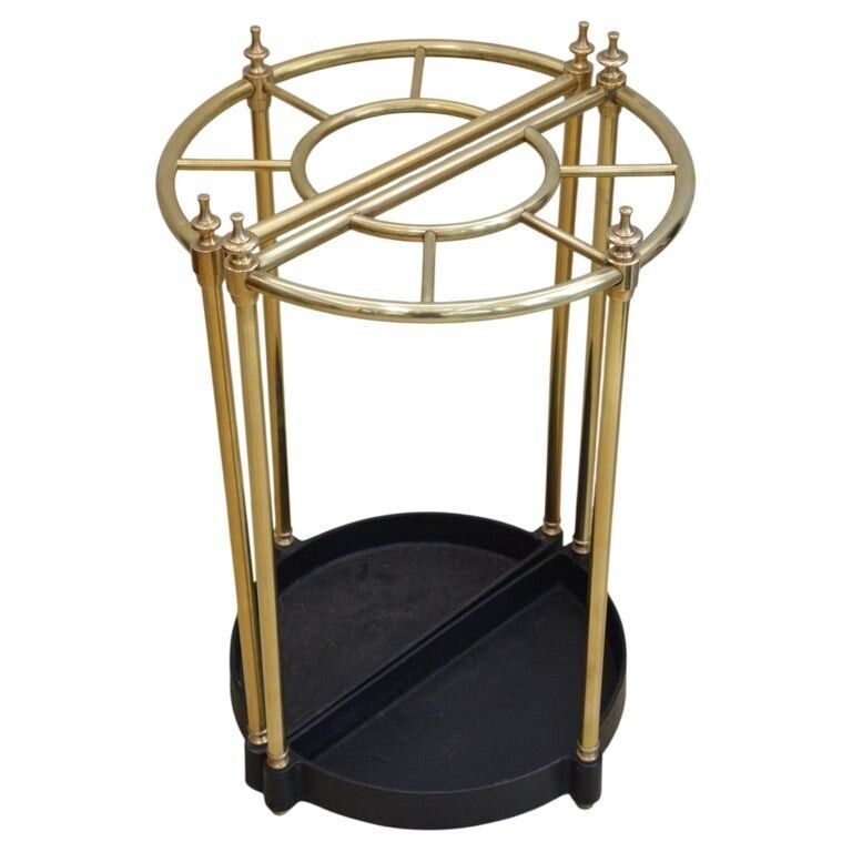 Pair Of Early 20th Century Brass Umbrella Stands, Demi Lune Design