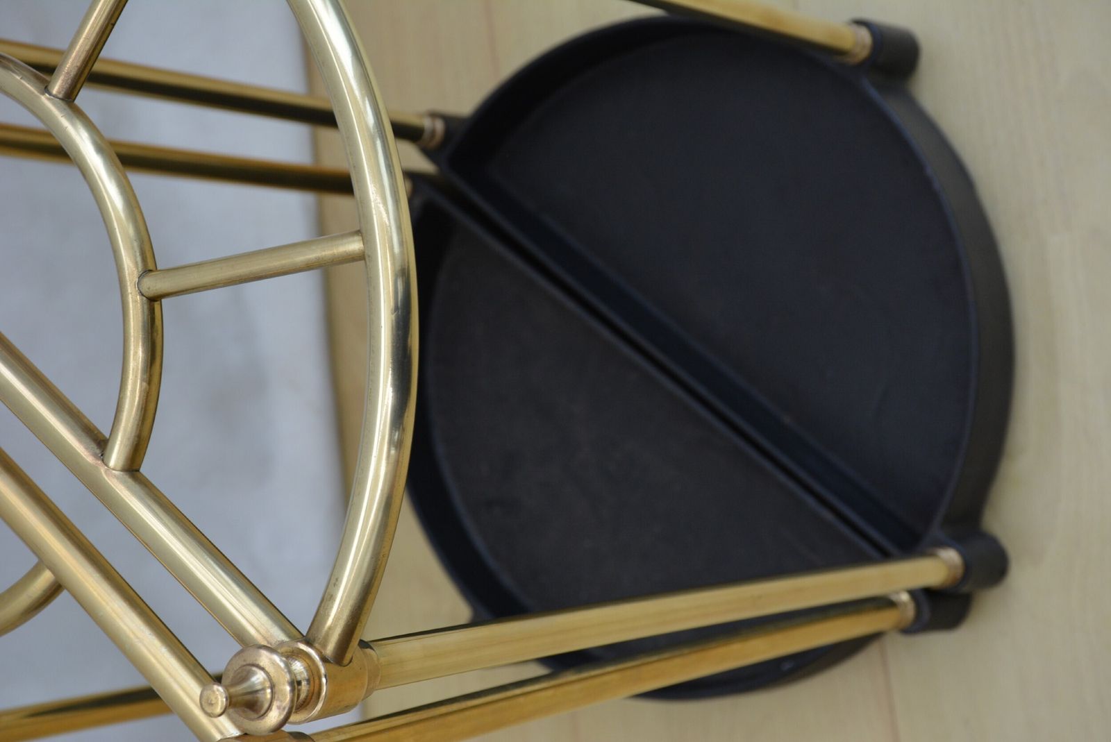 Pair Of Early 20th Century Brass Umbrella Stands, Demi Lune Design photo vinterior