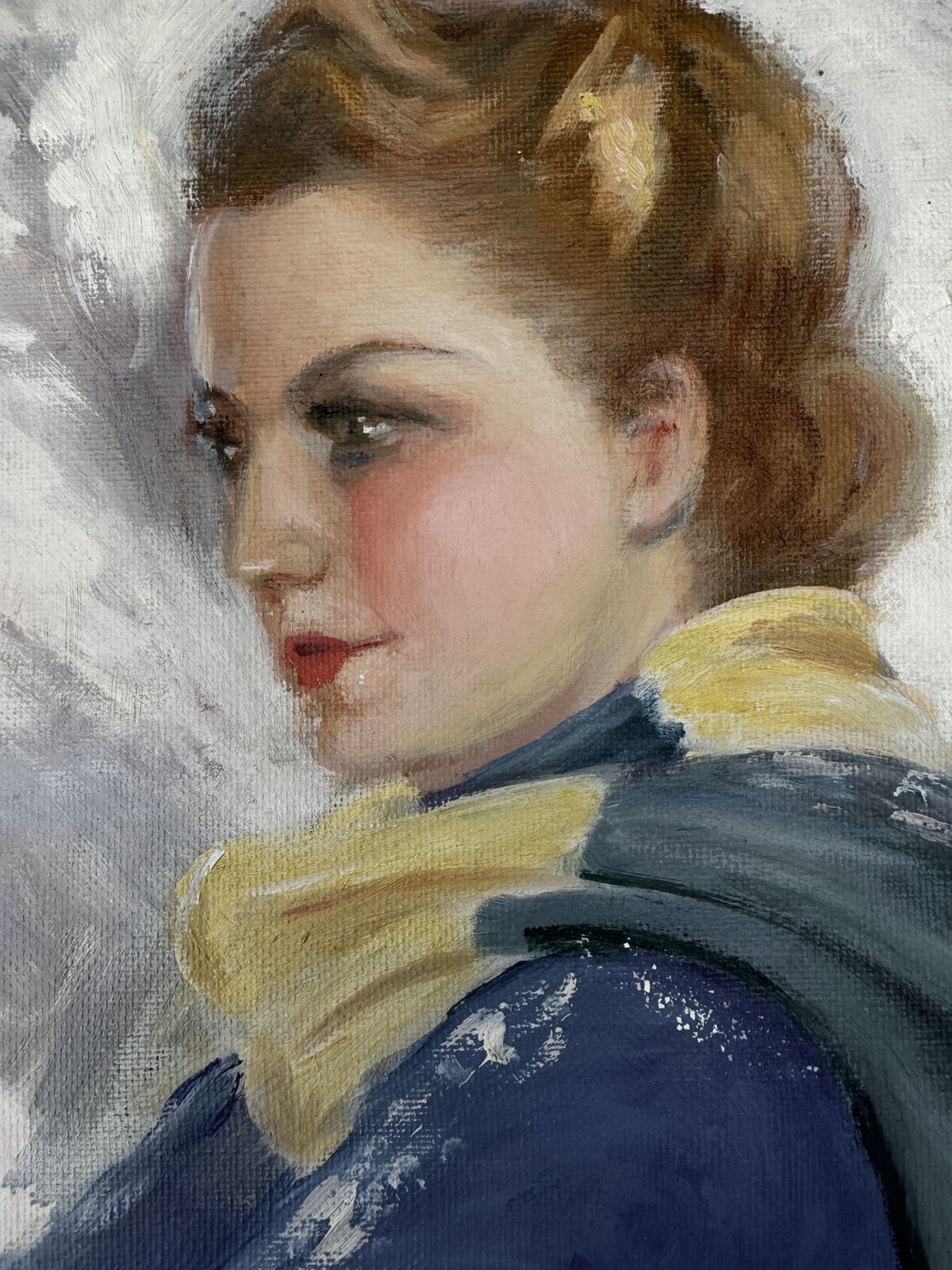 Portrait élégant d'une skieuse, scène alpine, vers les années 1930, école de Barcelone photo for sale