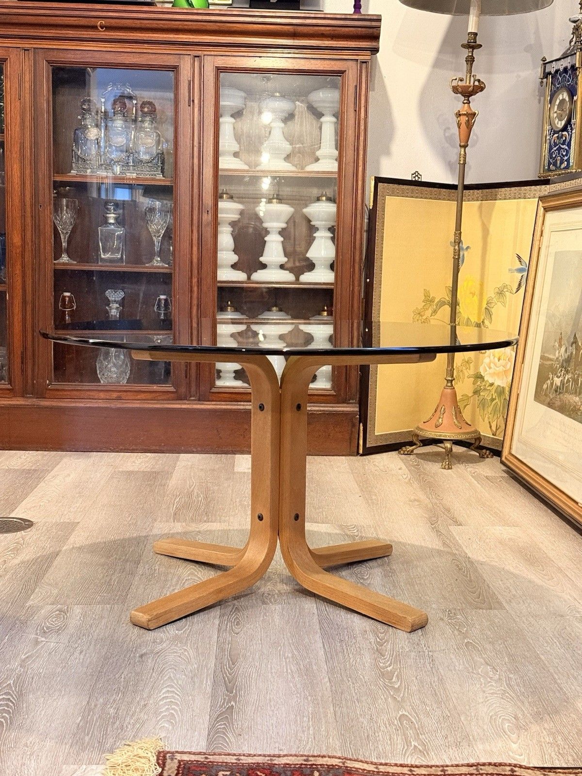 Vintage Ingmar Relling Westnofa Siesta Smoked Glass Coffee Table Bentwood photo vinterior