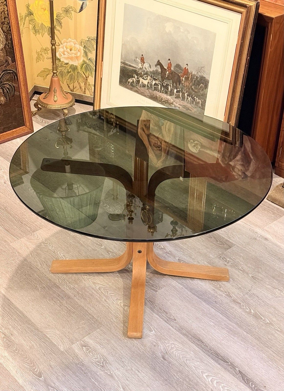 Vintage Ingmar Relling Westnofa Siesta Smoked Glass Coffee Table Bentwood photo vintage