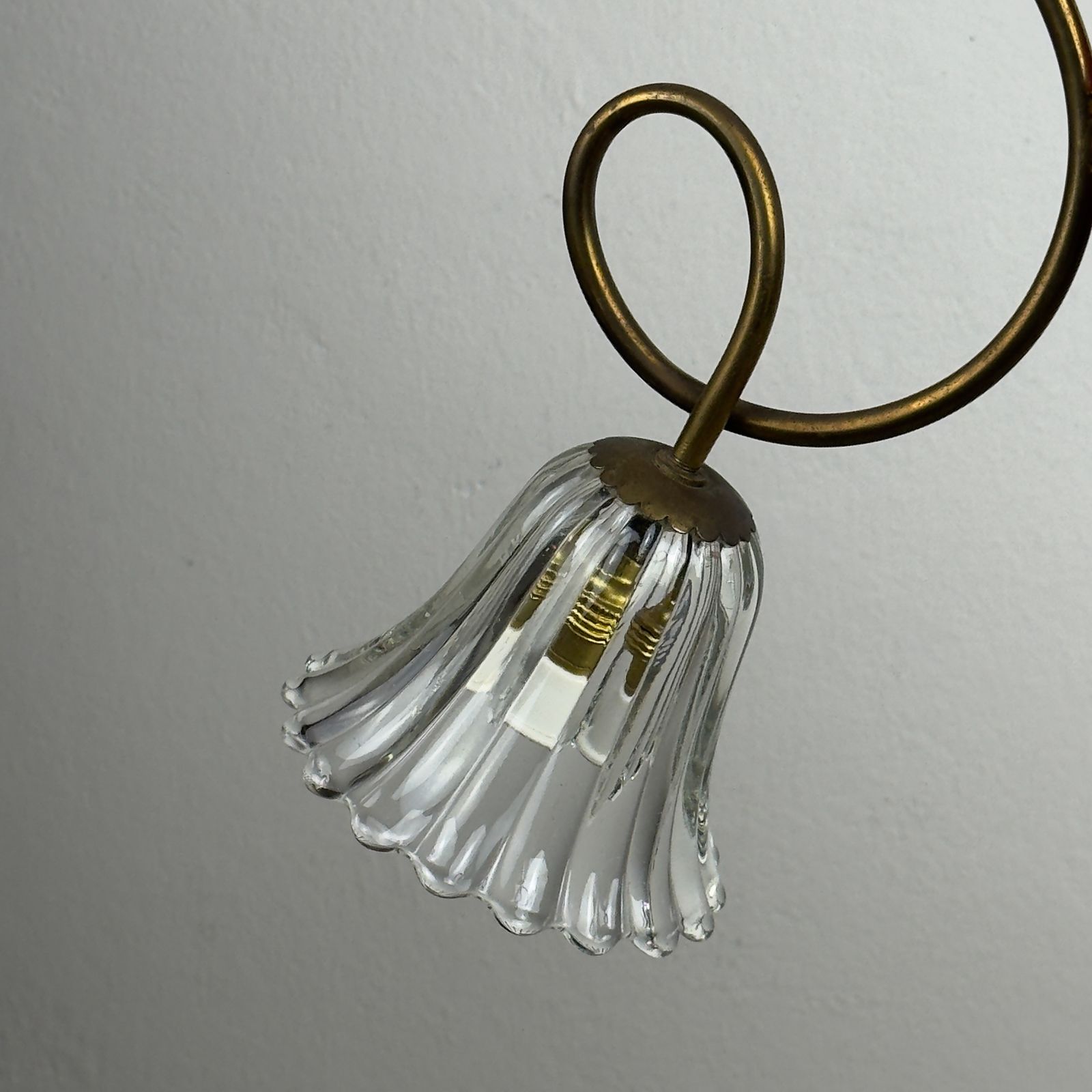 990.0 Vintage Murano Glass And Brass Chandelier, Italy 1950s photo