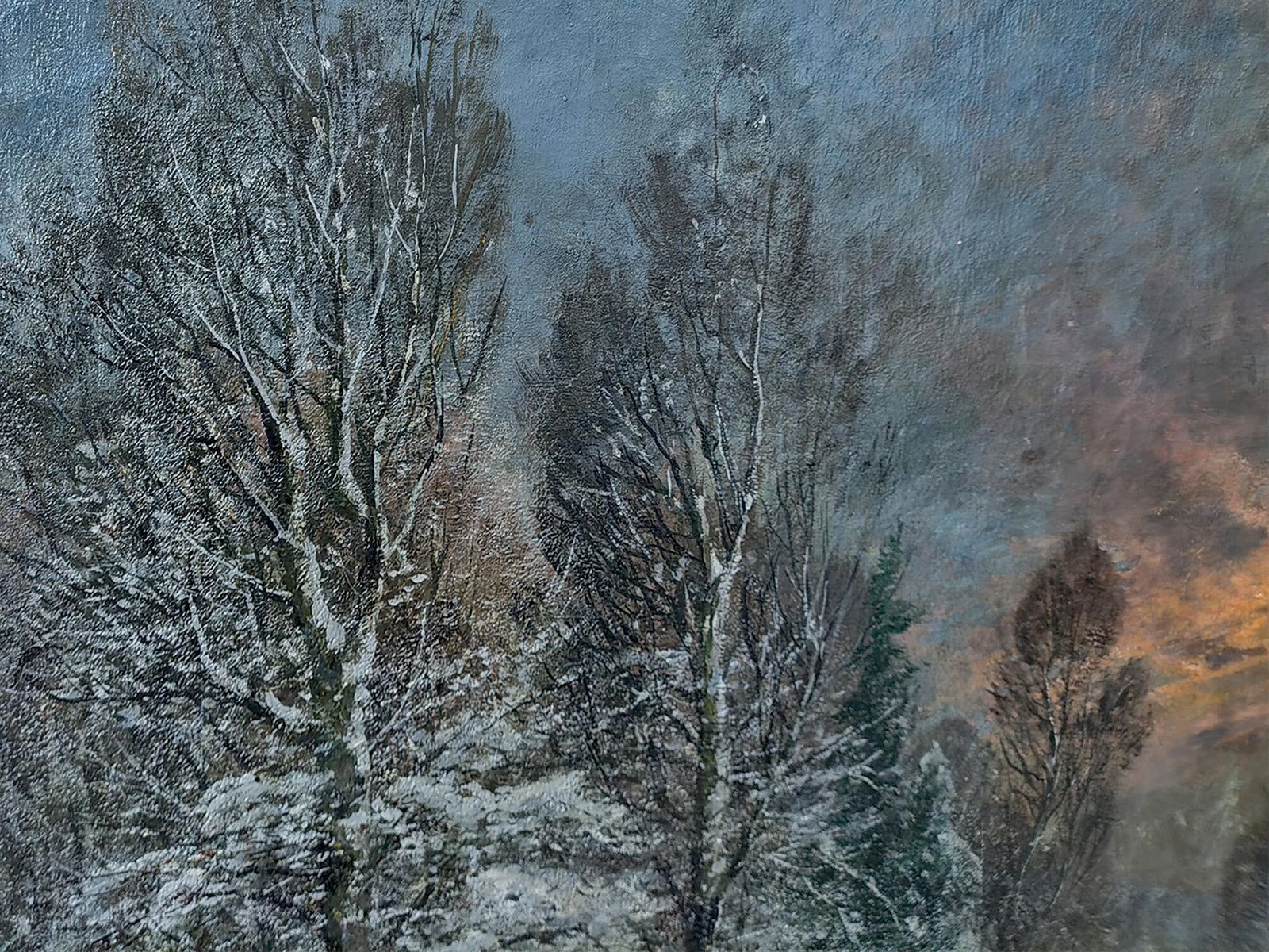 Winter Night Landscape Oil On Canvas By A. Gustav Schweitzer photo 3500.0