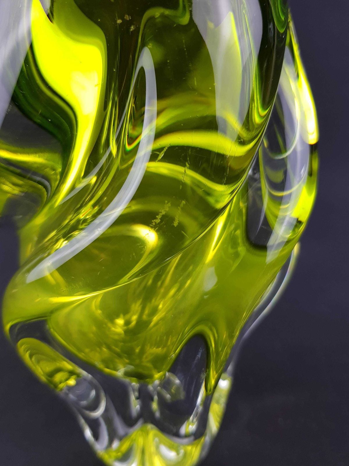 photo furniture Vintage Rare Josef Hospodka Neon Yellow Vase Novy Bor Borocrystal Bohemian Czech Glass 1960s Czechoslovakia