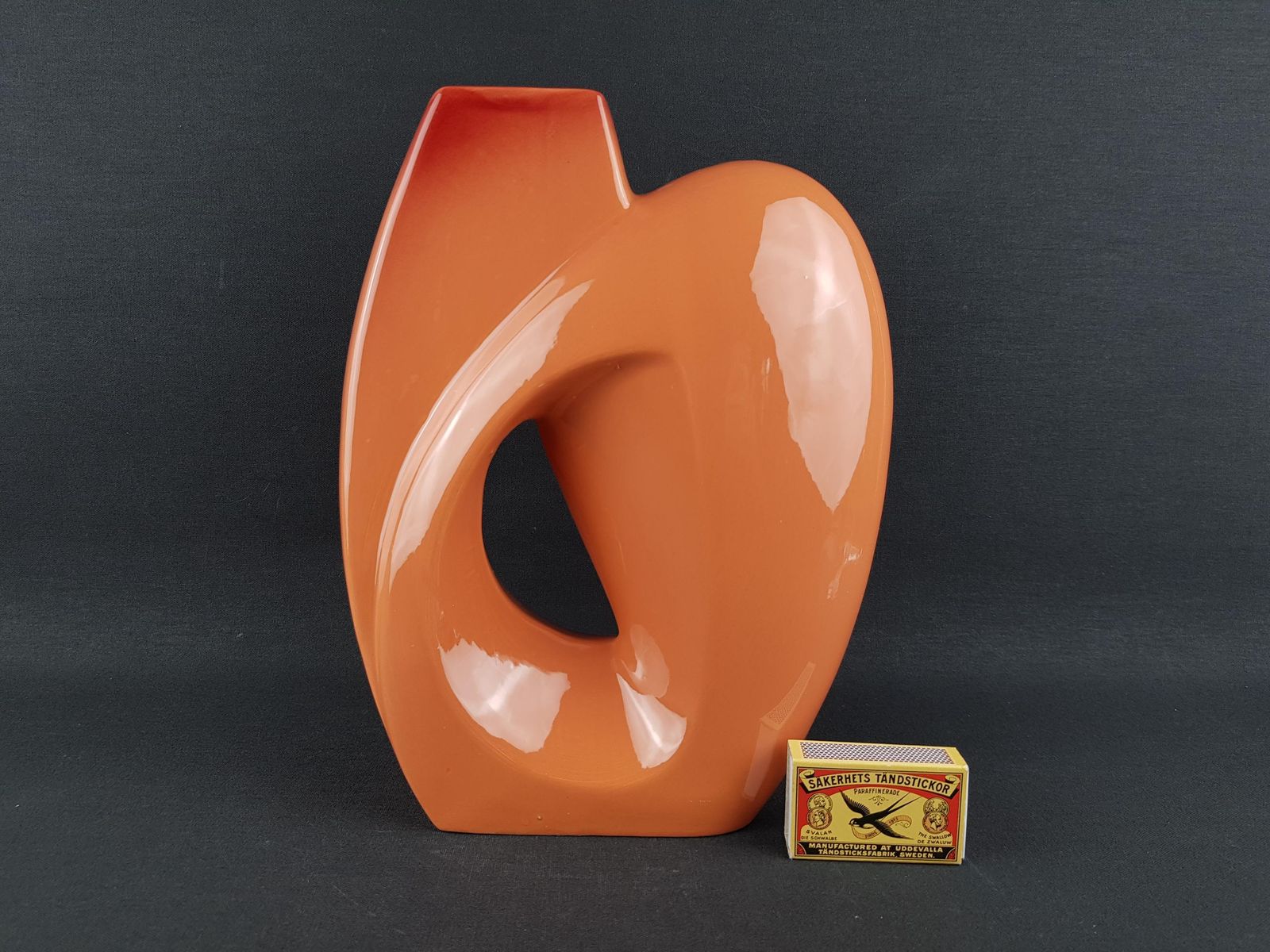 Vintage Roberto Rigon Salmon Art Vase 10/A Italian Pottery 1960 70s photo furniture