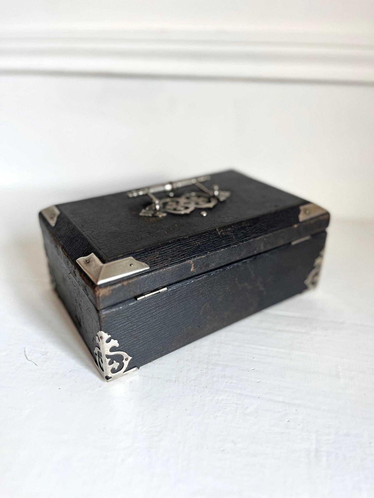 Boîte à bijoux d'époque française, soie capitonnée, ère victorienne photo vintage
