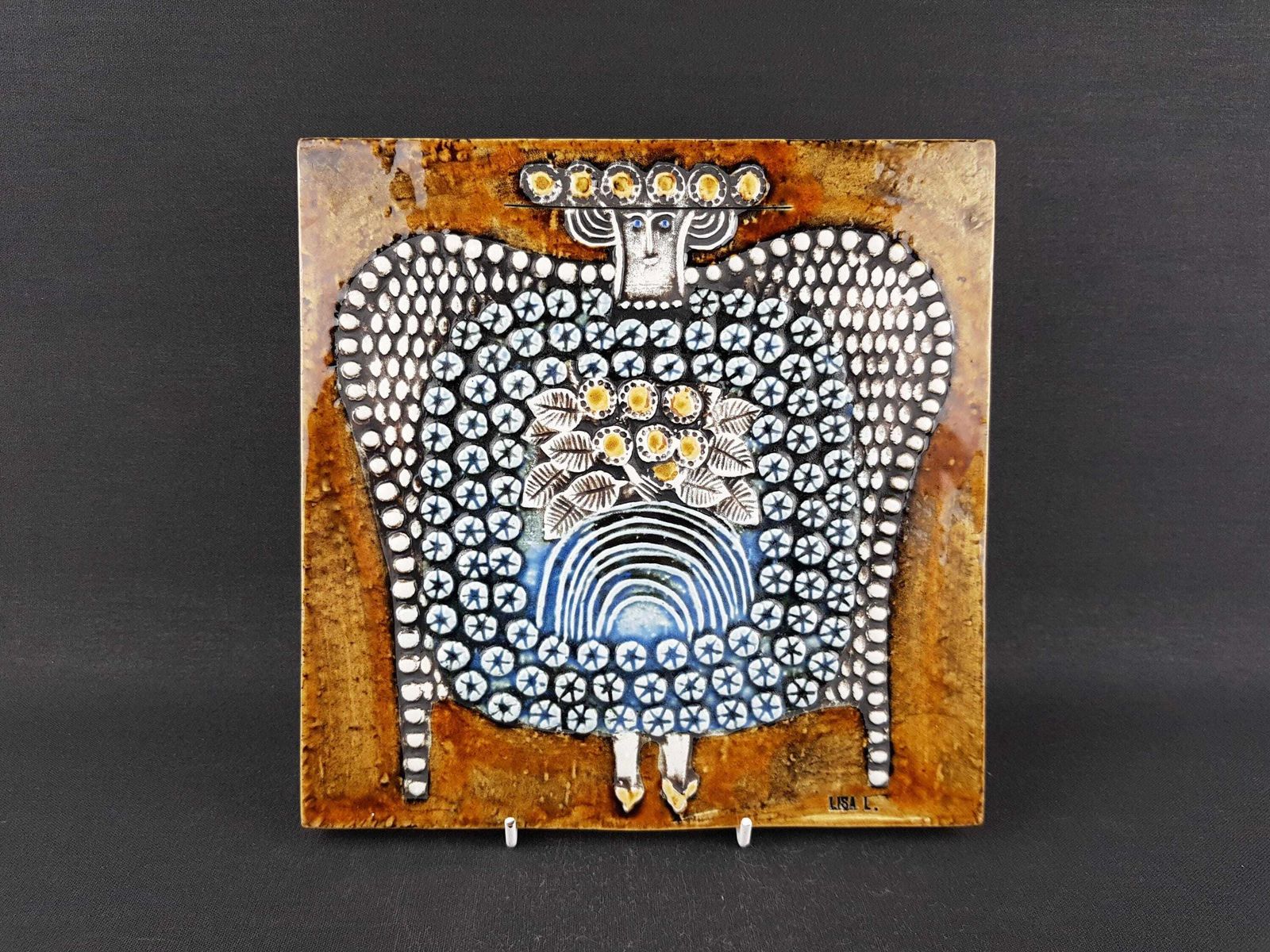 Vintage Lisa Larson For Gustavsberg, "Dam" Tile From The Unik Series Sweden 1962 1967s