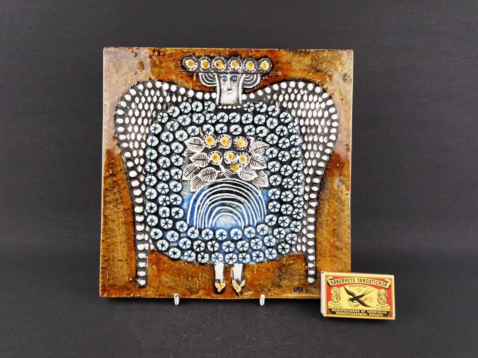 Vintage Lisa Larson For Gustavsberg, "Dam" Tile From The Unik Series Sweden 1962 1967s photo for sale