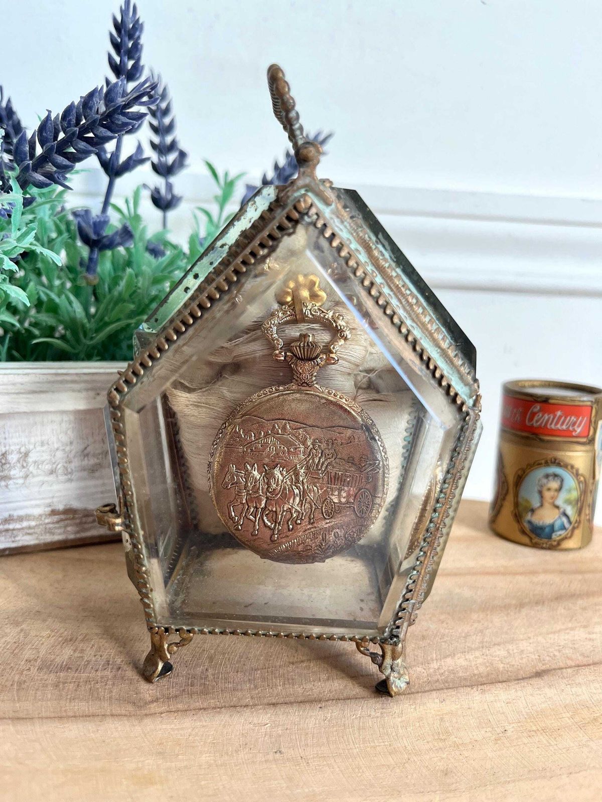 Antique French Beveled Glass Watch Box: Ormolu Jewelry Display photo vinterior