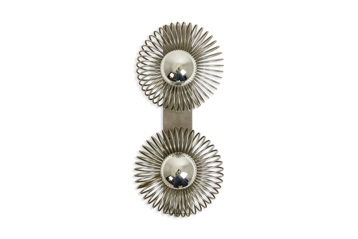 Andrea Lazzari. Pair Of Brushed Metal Wall Lights. 1970s photo furniture