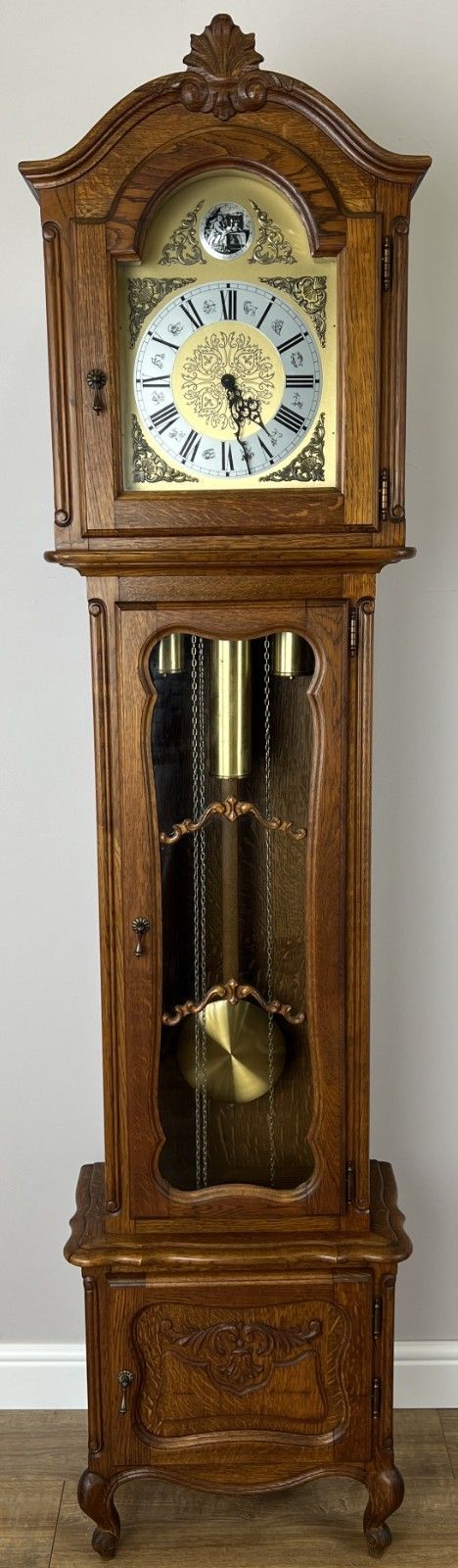 Grandfather Clock Vintage French Louis Style Oak Decorative Clock Lot 4983