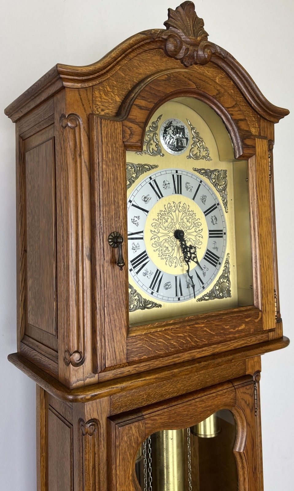 Grandfather Clock Vintage French Louis Style Oak Decorative Clock Lot 4983 photo for sale