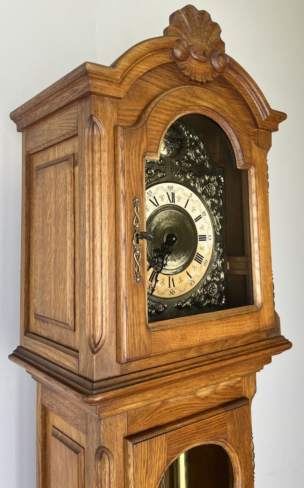 Grandfather Clock Vintage French Louis Style Oak Decorative Clock Lot 4984 photo for sale