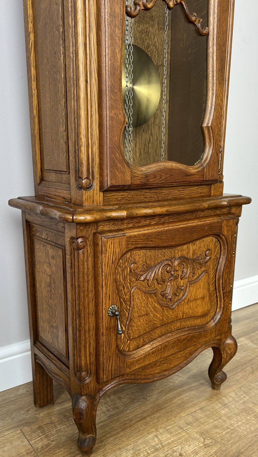 Home Decor Grandfather Clock Vintage French Louis Style Oak Decorative Clock Lot 4983 photo
