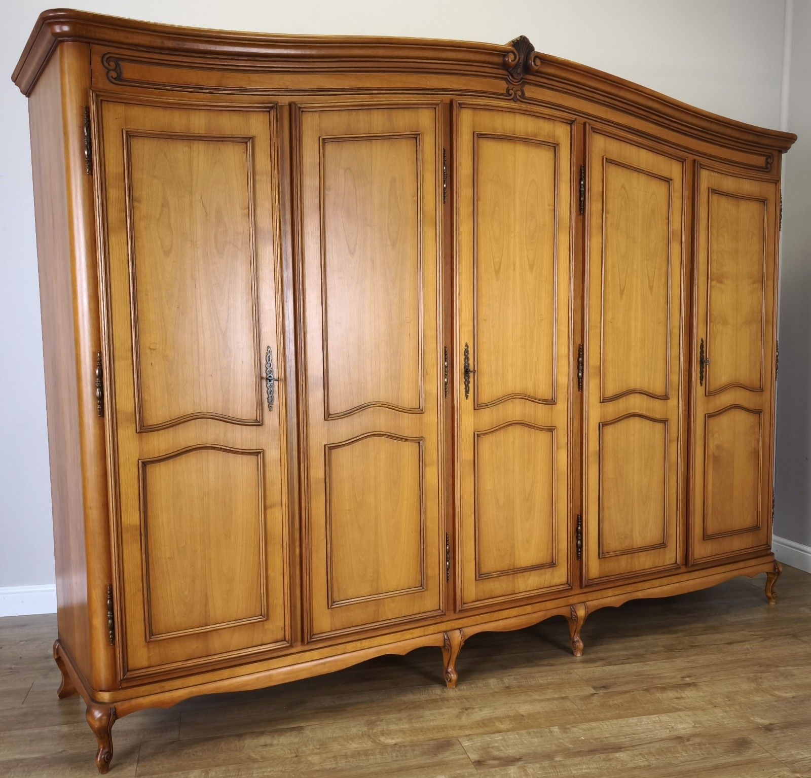 Wardrobe Vintage French Louis XVI Style Five Door Carved Armoire Lot 4990 photo furniture