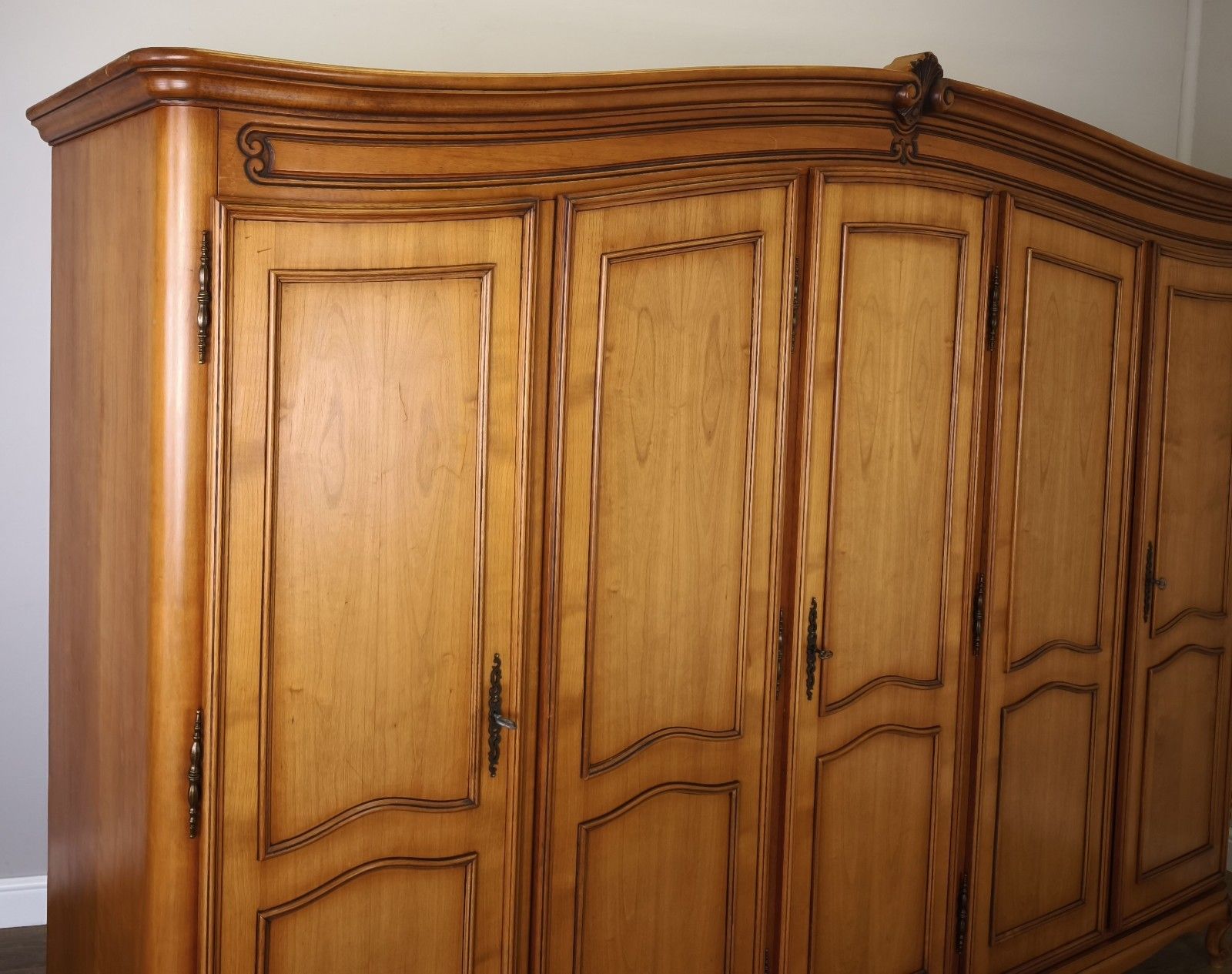 Wardrobe Vintage French Louis XVI Style Five Door Carved Armoire Lot 4990 photo for sale