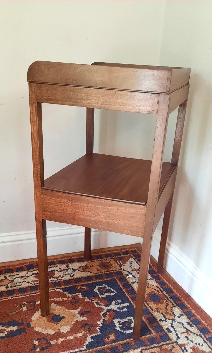 Vintage Antique Georgian Two Tier Mahogany Washstand With Lower Drawer. photo vintage