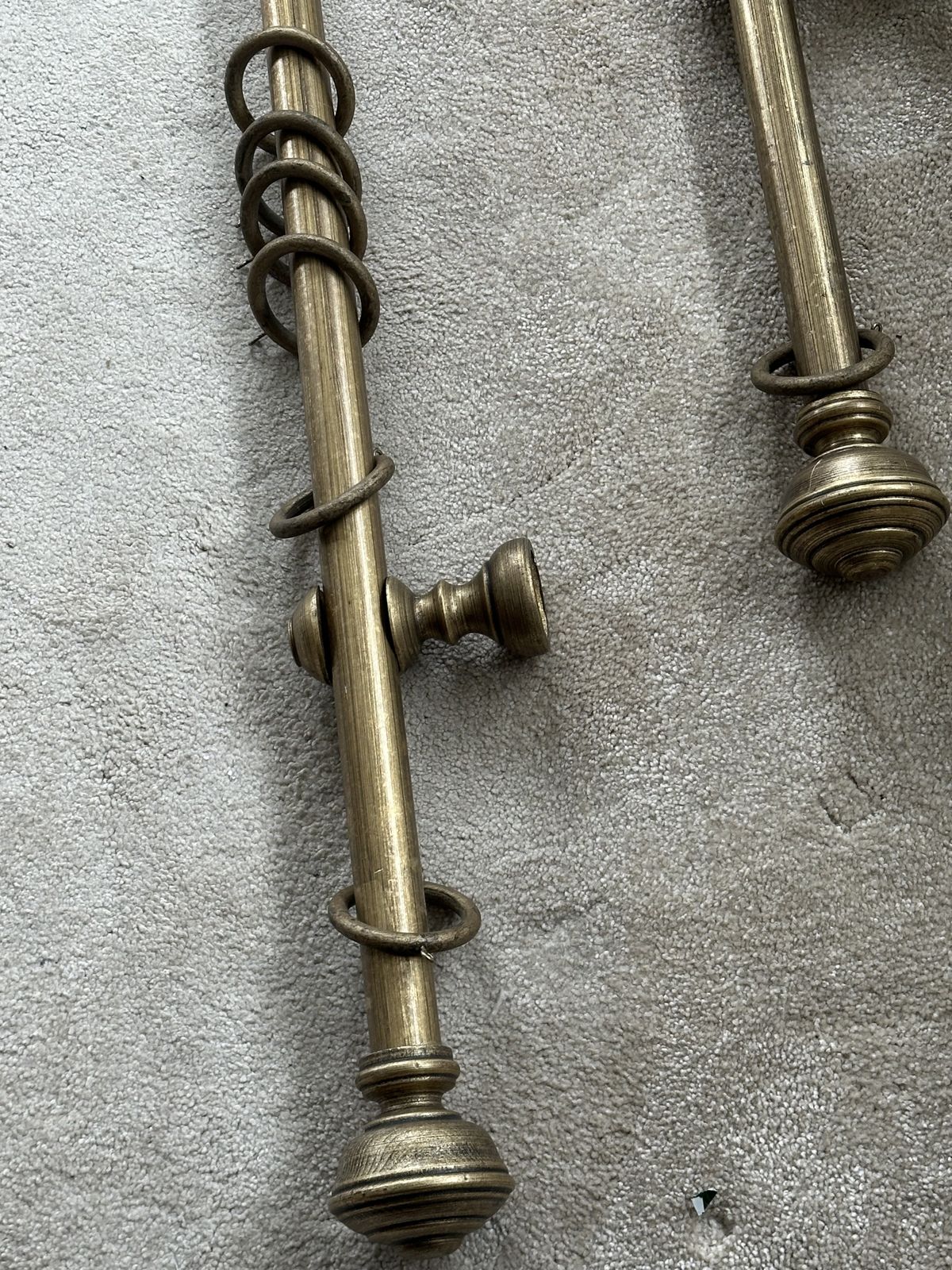 Wooden Curtain Poles. Antiqued Brass Finish. photo for sale