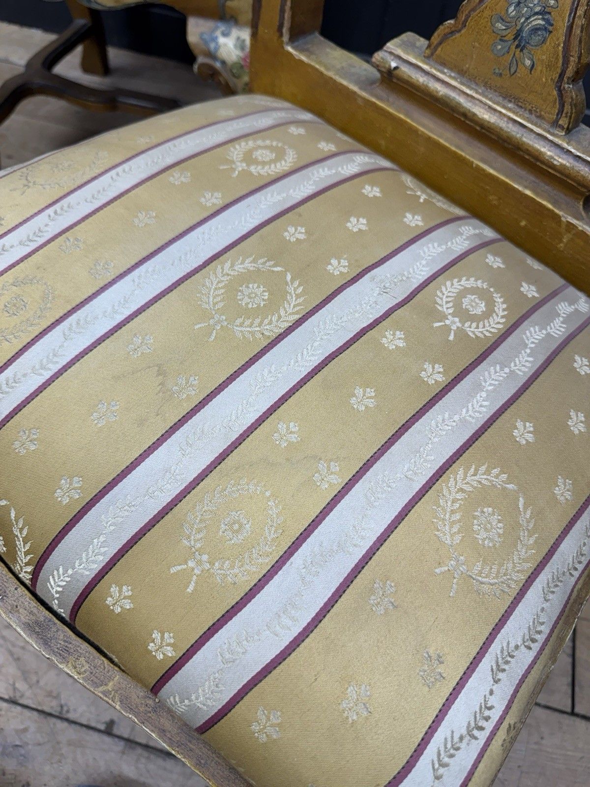 Furniture Antique Pair Italian Polychrome Painted Dining Chairs Accent Chairs Venetian photo