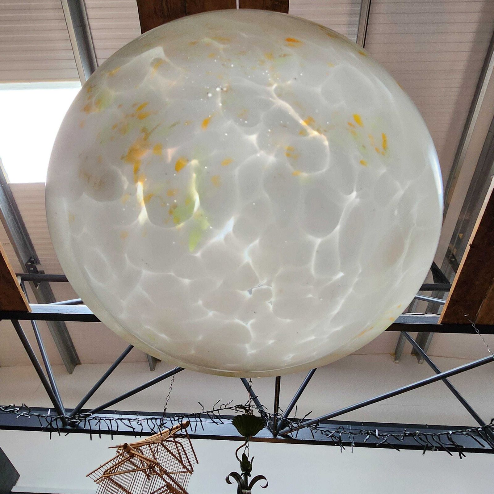 photo furniture Art Deco Plafonnier (Fly Catcher) Glass Ceiling Light Shade With Chains