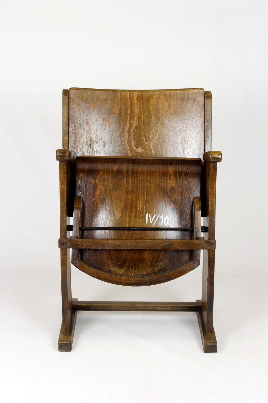 Vintage Cinema Chair Ton (Thonet), 1940s Czech, Wooden Theatre Seat