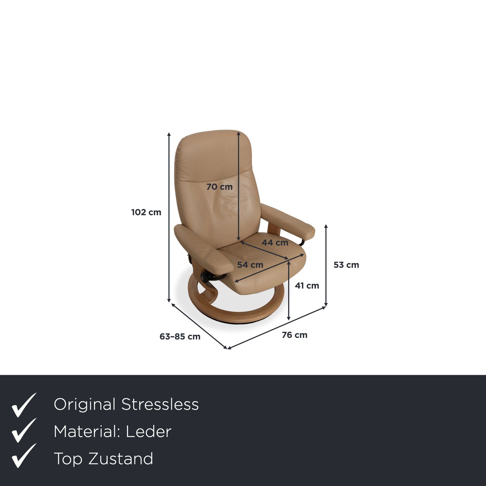 Fauteuil Stressless Consul en cuir beige, avec fonction inclinable manuelle photo furniture