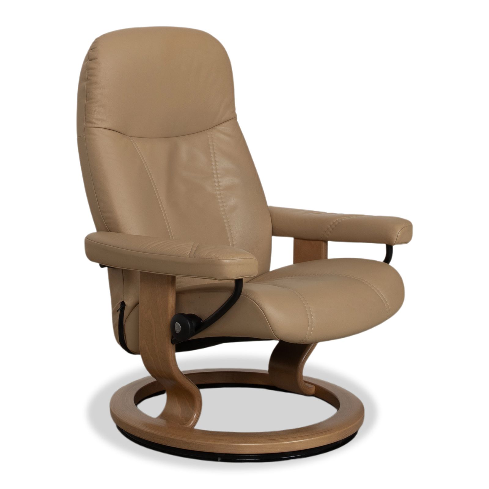 Fauteuil Stressless Consul en cuir beige, avec fonction inclinable manuelle photo vinterior