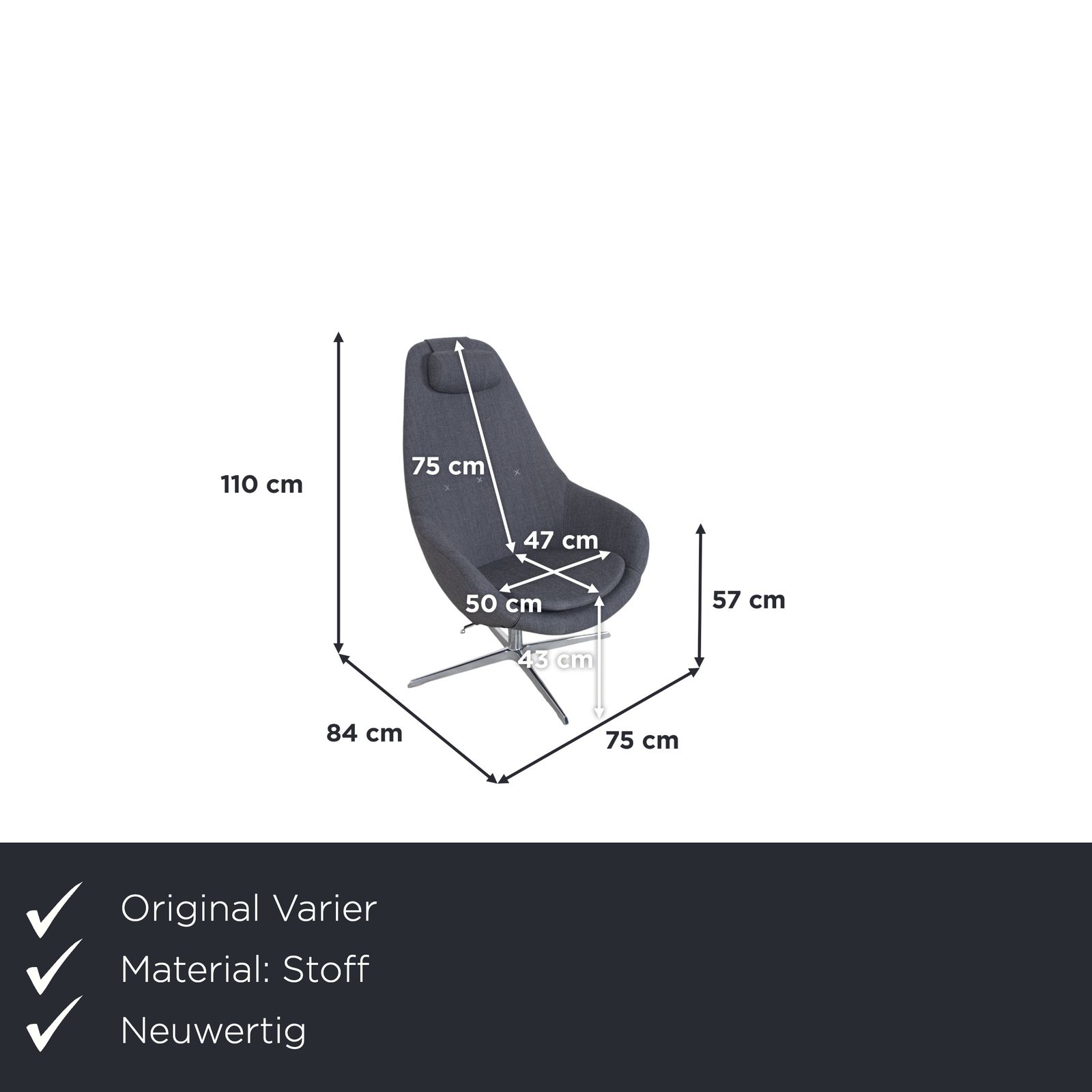 Varier Cocoon Fabric Armchair Set By Thomas Pedersen, Grey Chrome photo furniture