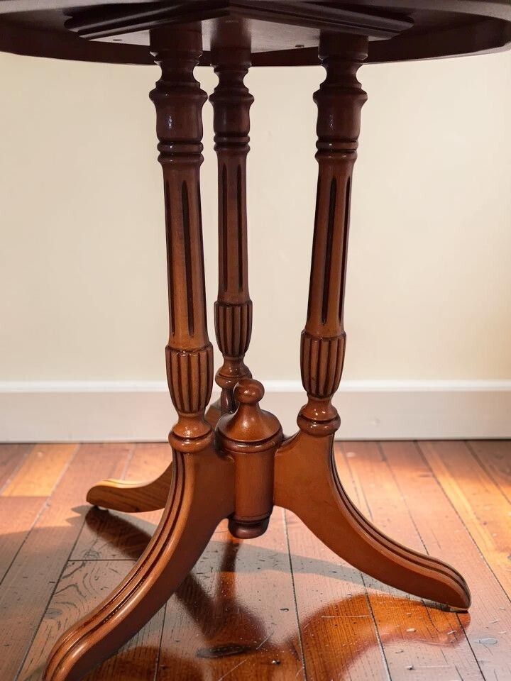 Vintage Occasional Wine Plant Side Table With Fluted Legs And Tripod Base photo 125.0