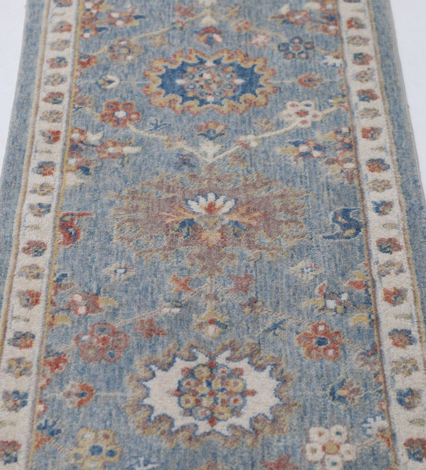 2'x8' Modern Runner Rug, Wool Hallway Runner, Floral Kitchen Rug, Corridor Rug photo for sale