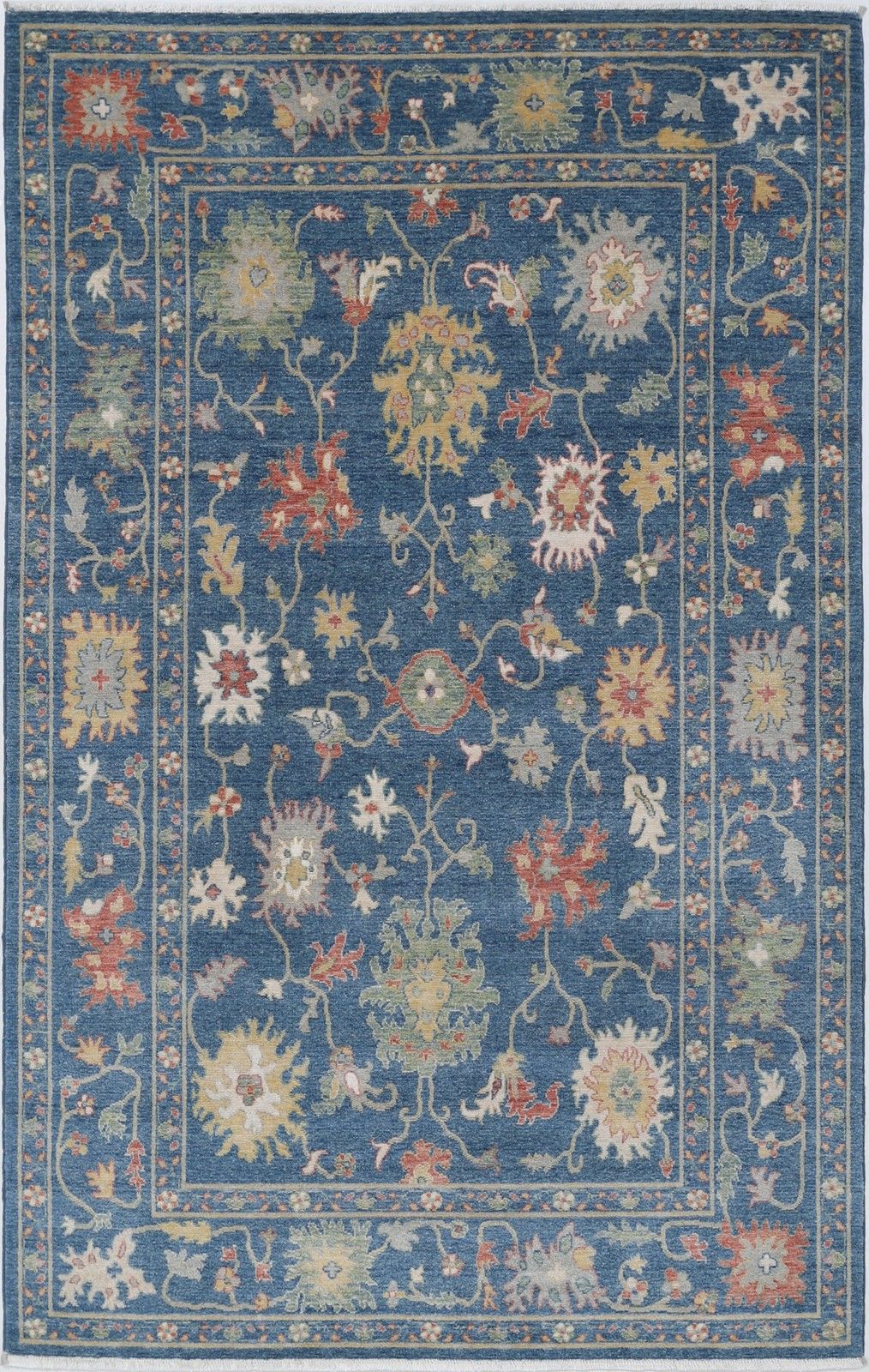 4'11"X7'10" Hedendaags Turks Vloerkleed, Volledig Wol, Oushak Stijl Tapijt