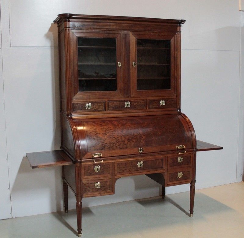 Office Cylinder Library Louis XVI Mahogany 18th photo for sale