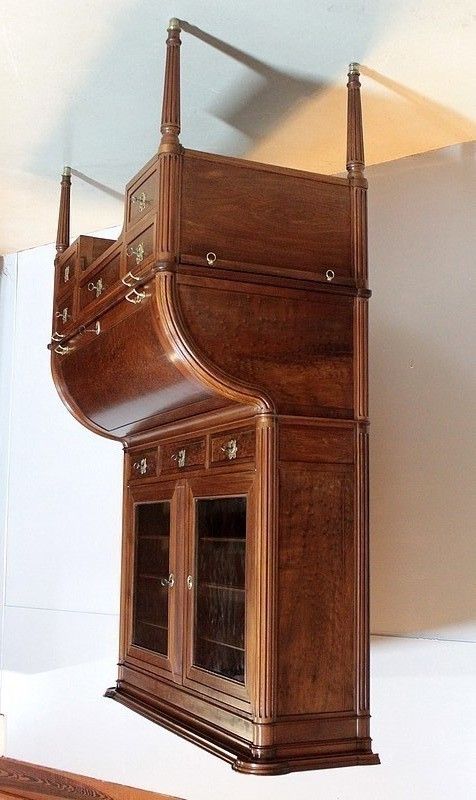 Office Cylinder Library Louis XVI Mahogany 18th photo Furniture