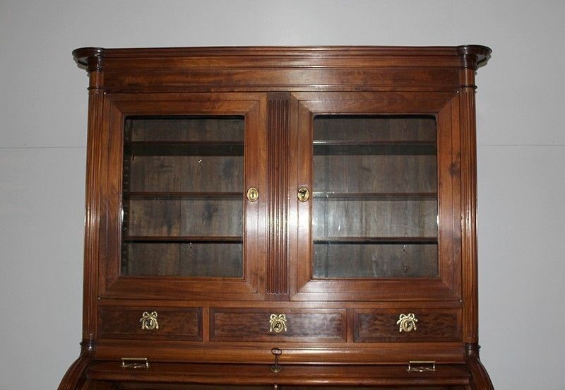 Office Cylinder Library Louis XVI Mahogany 18th photo vinterior