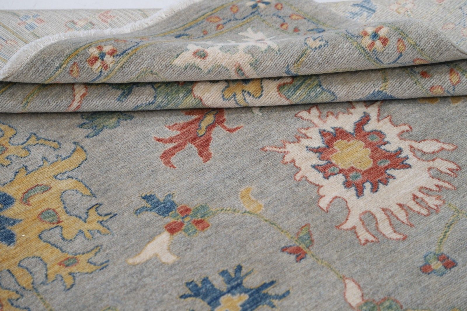 8'x9'10" Hedendaags Turks vloerkleed, volledig wol, Oushak-stijl tapijt photo Textiel
