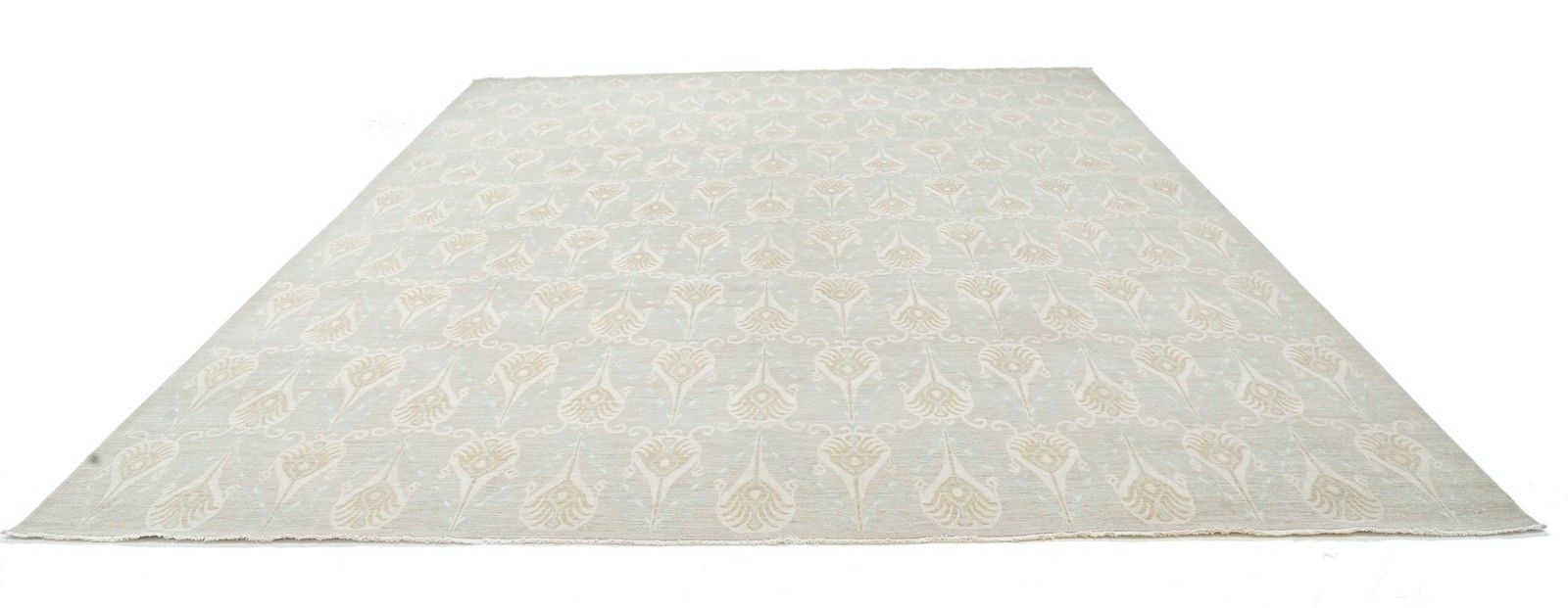 11,7x14,6 ft handgeknoopt beige groot vloerkleed, herhalend ornamenteel motief photo Textiel