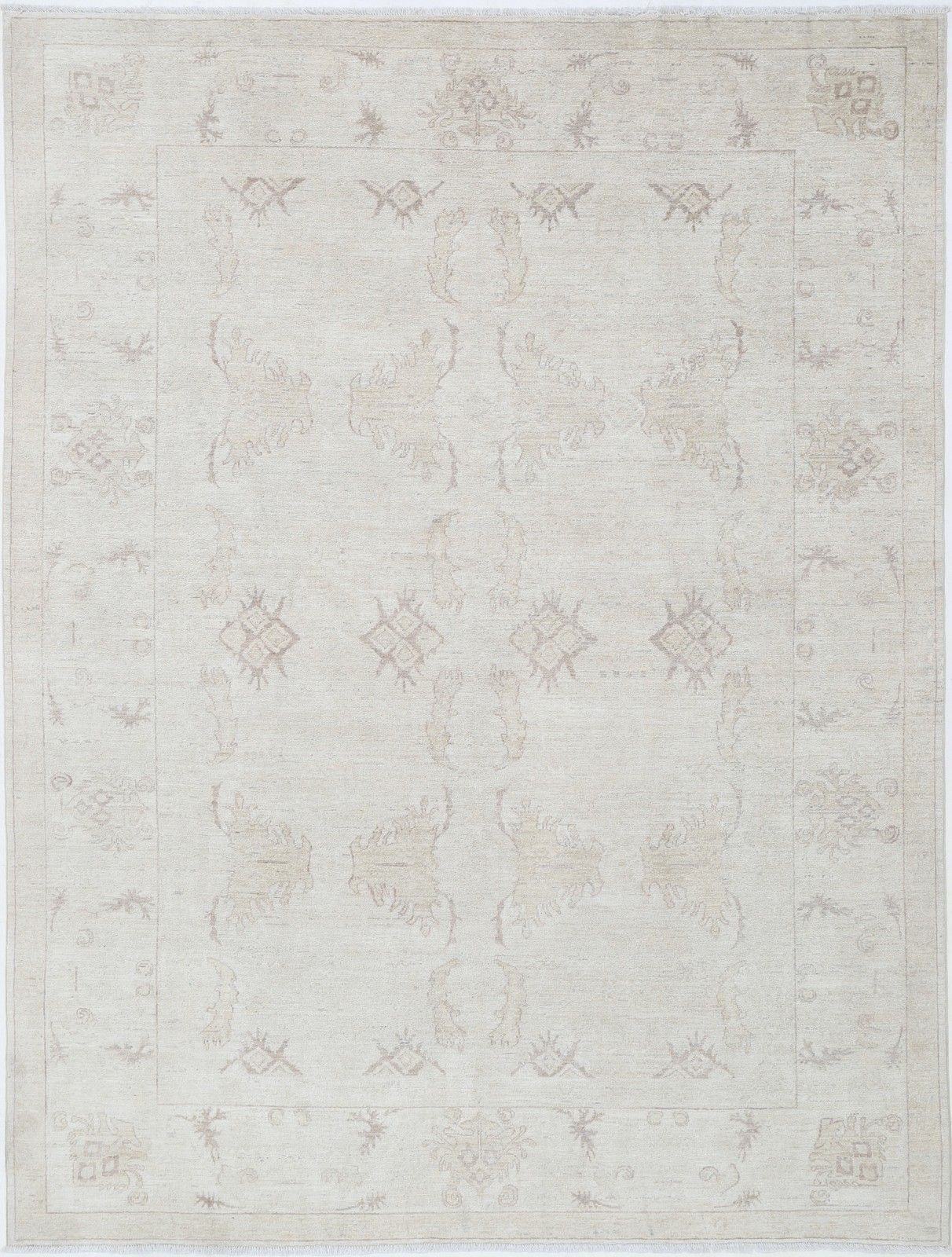 6x8 Ft Hand Knotted Beige Turkish Area Rug For Living Room. 100% Wool