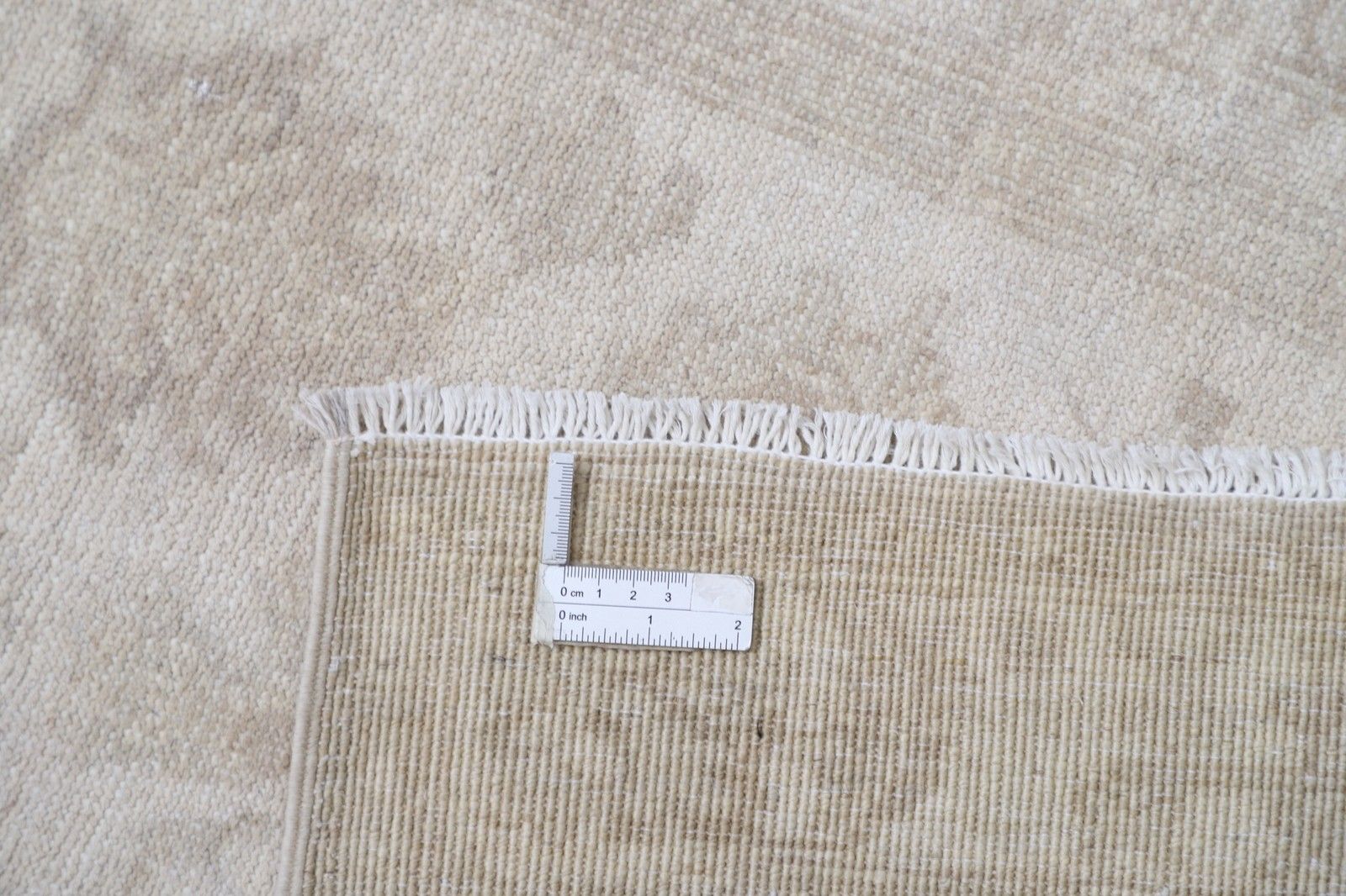 2,6x9,5 ft handgeknoopt loperkleed voor de gang. Beige corridorkleed. Wollen keukenkleed photo 1182.0