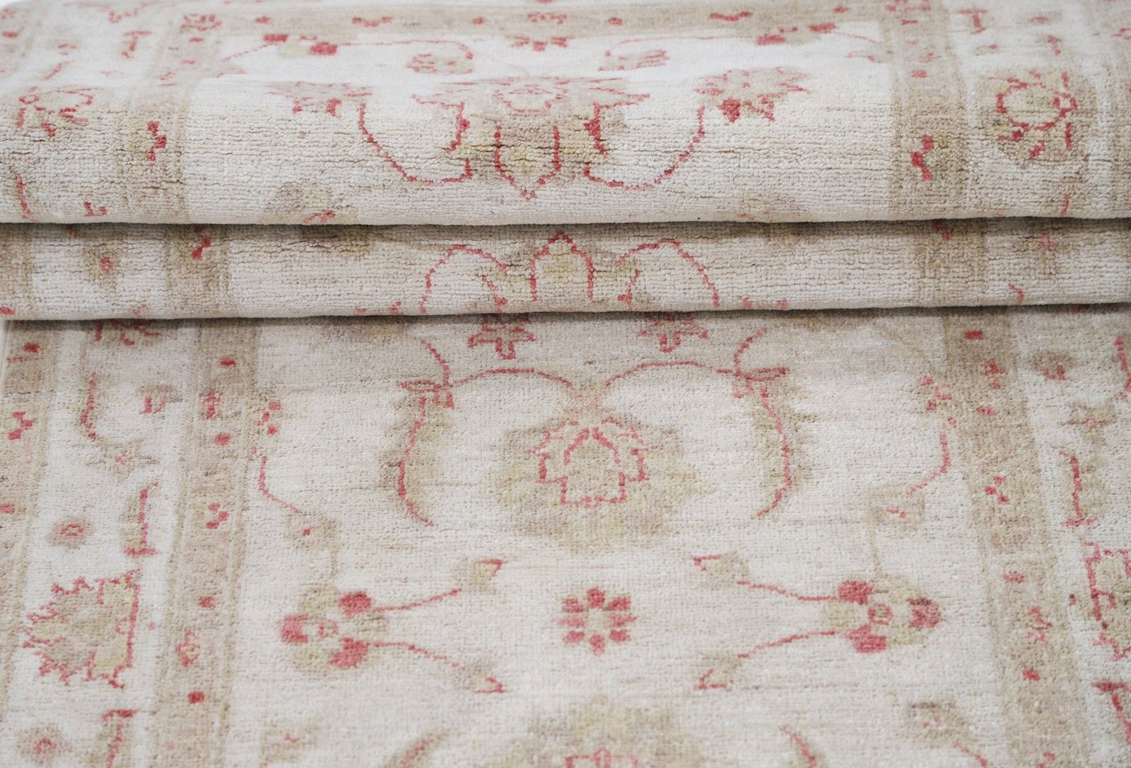 2,6x9,5 ft handgeknoopt loperkleed voor keuken, hal en gang - beige loper photo Textiel