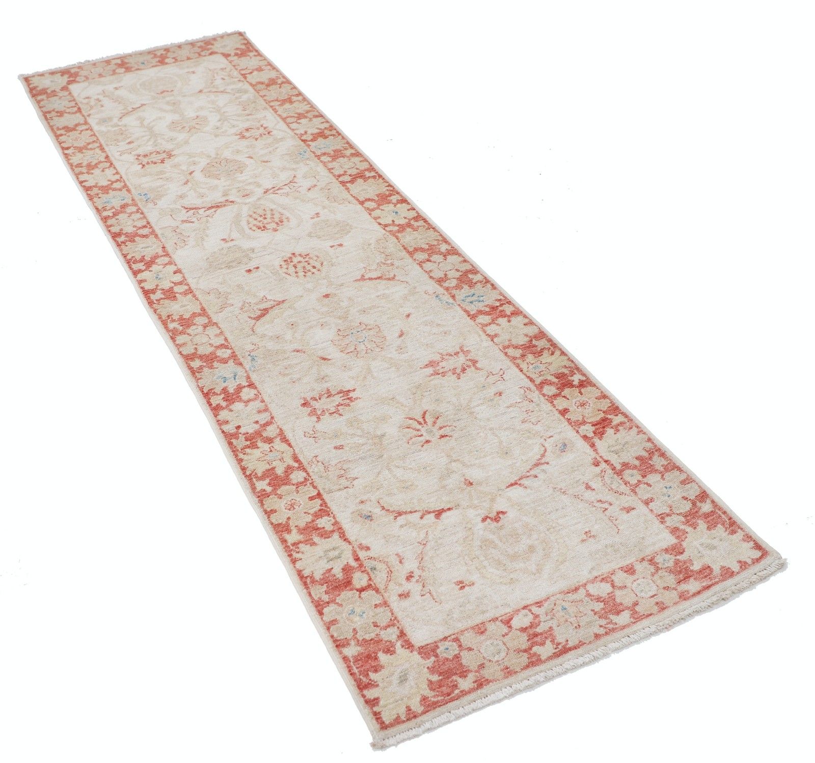 2.5x8 Ft Floral Runner Rug For Corridor. Handknotted Runner Rug. Beige Stair Rug photo furniture