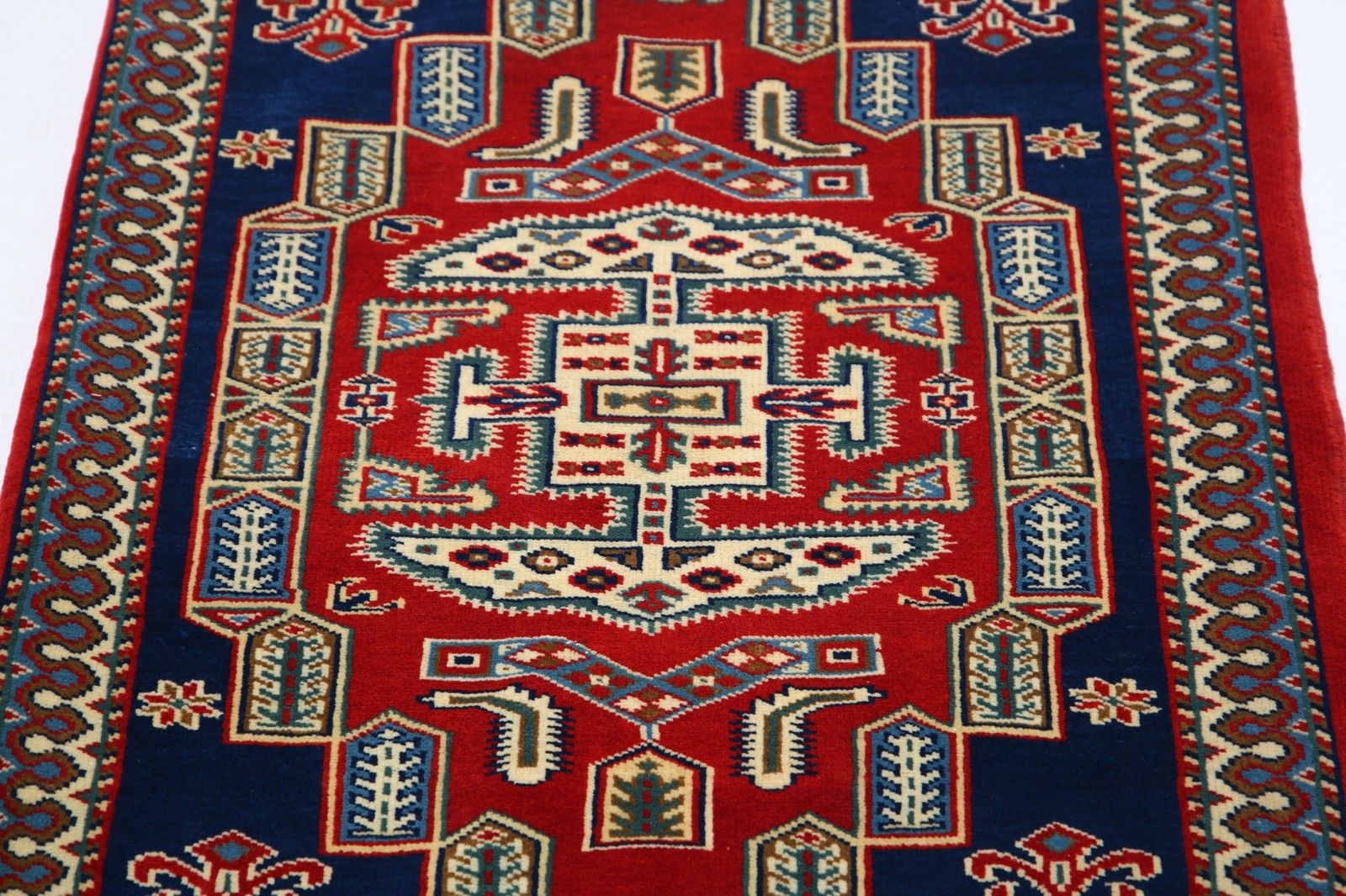 2x2,6 ft rood handgeknoopt accentkleed voor slaapkamer en entree. Vloerbedekking photo 296.0