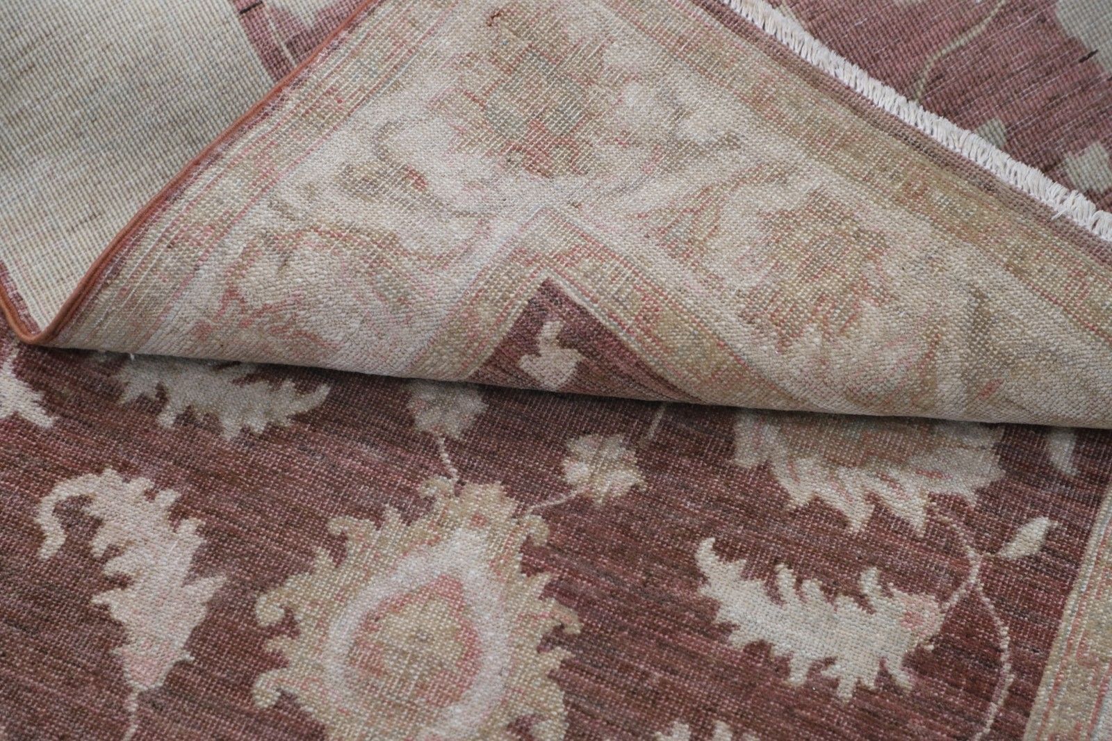3.2x4.6 Ft Handknotted Red, Ivory Wool Area Rug. Turkish Oushak Accent Rug photo Textiles