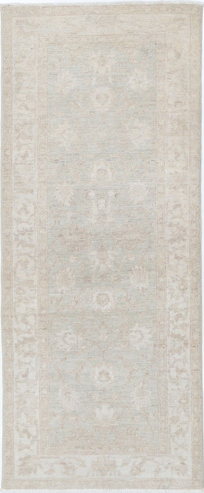 2.5x6.3 Ft Handknotted Runner Rug For Corridor. Beige Kitchen Rug. Hallway Rug