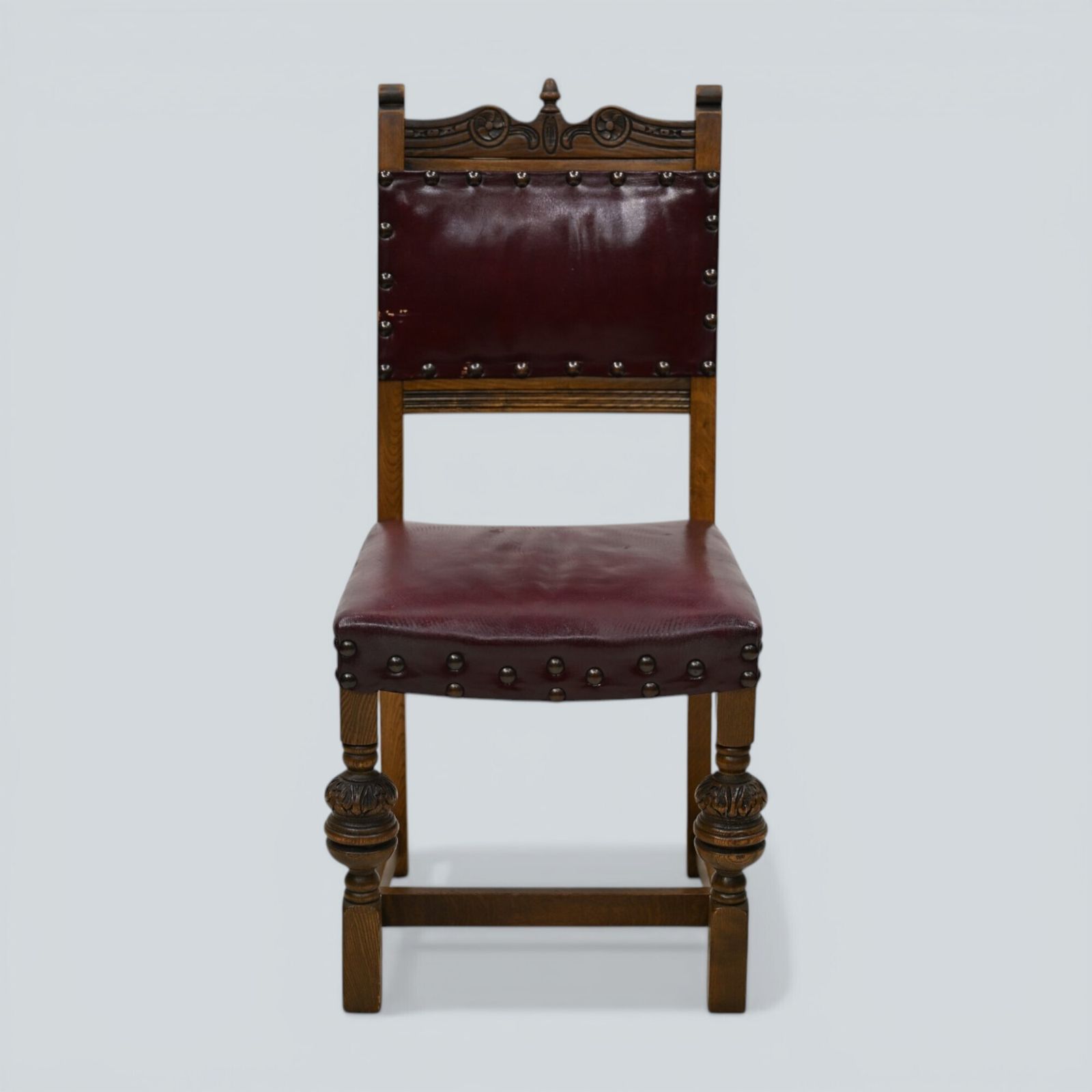 6 Old Charm Dining Chairs Studded Leather Seats/Backs Light Oak Free Uk Delivery photo Furniture