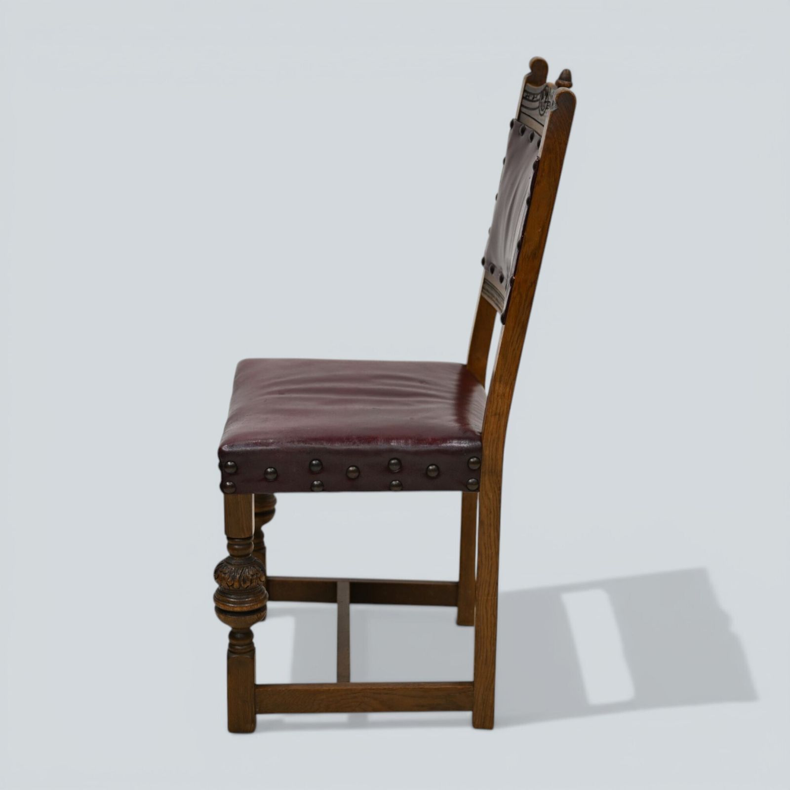 6 Old Charm Dining Chairs Studded Leather Seats/Backs Light Oak Free Uk Delivery photo vinterior
