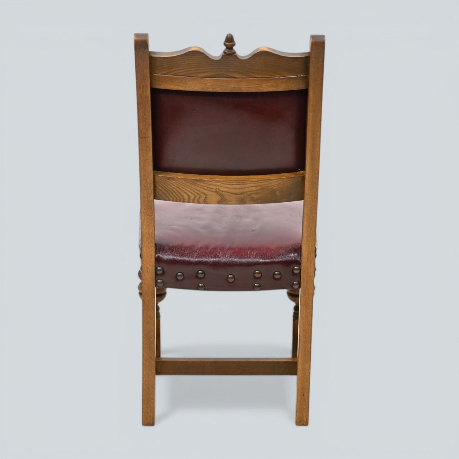 6 Old Charm Dining Chairs Studded Leather Seats/Backs Light Oak Free Uk Delivery photo vintage