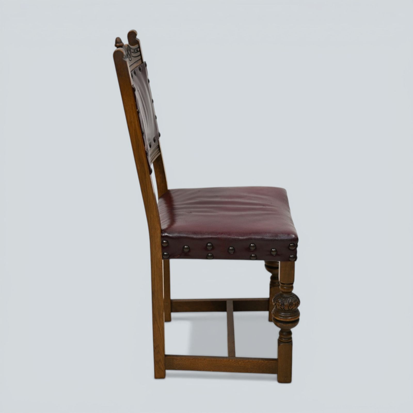 photo for sale 6 Old Charm Dining Chairs Studded Leather Seats/Backs Light Oak Free Uk Delivery