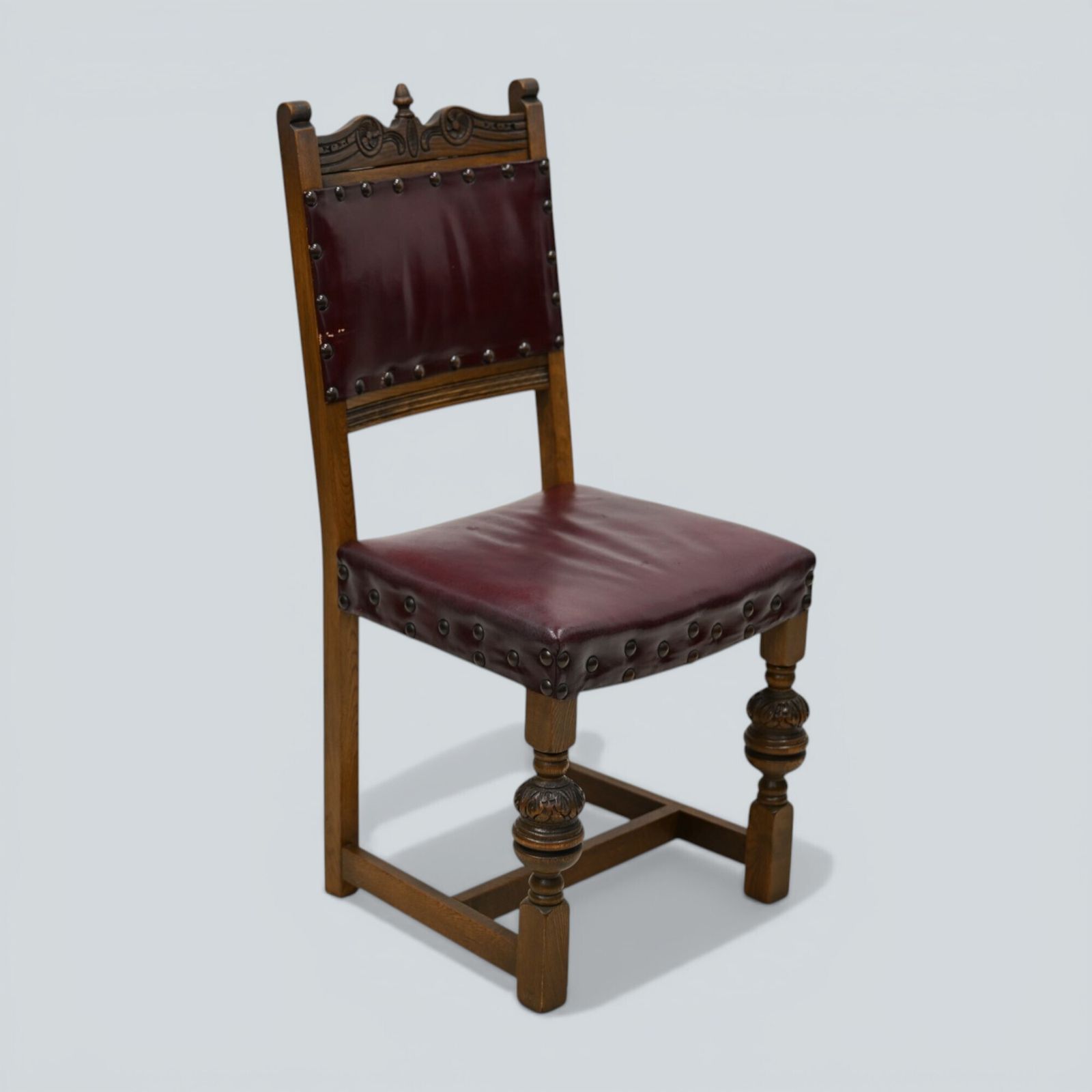 Furniture 6 Old Charm Dining Chairs Studded Leather Seats/Backs Light Oak Free Uk Delivery photo