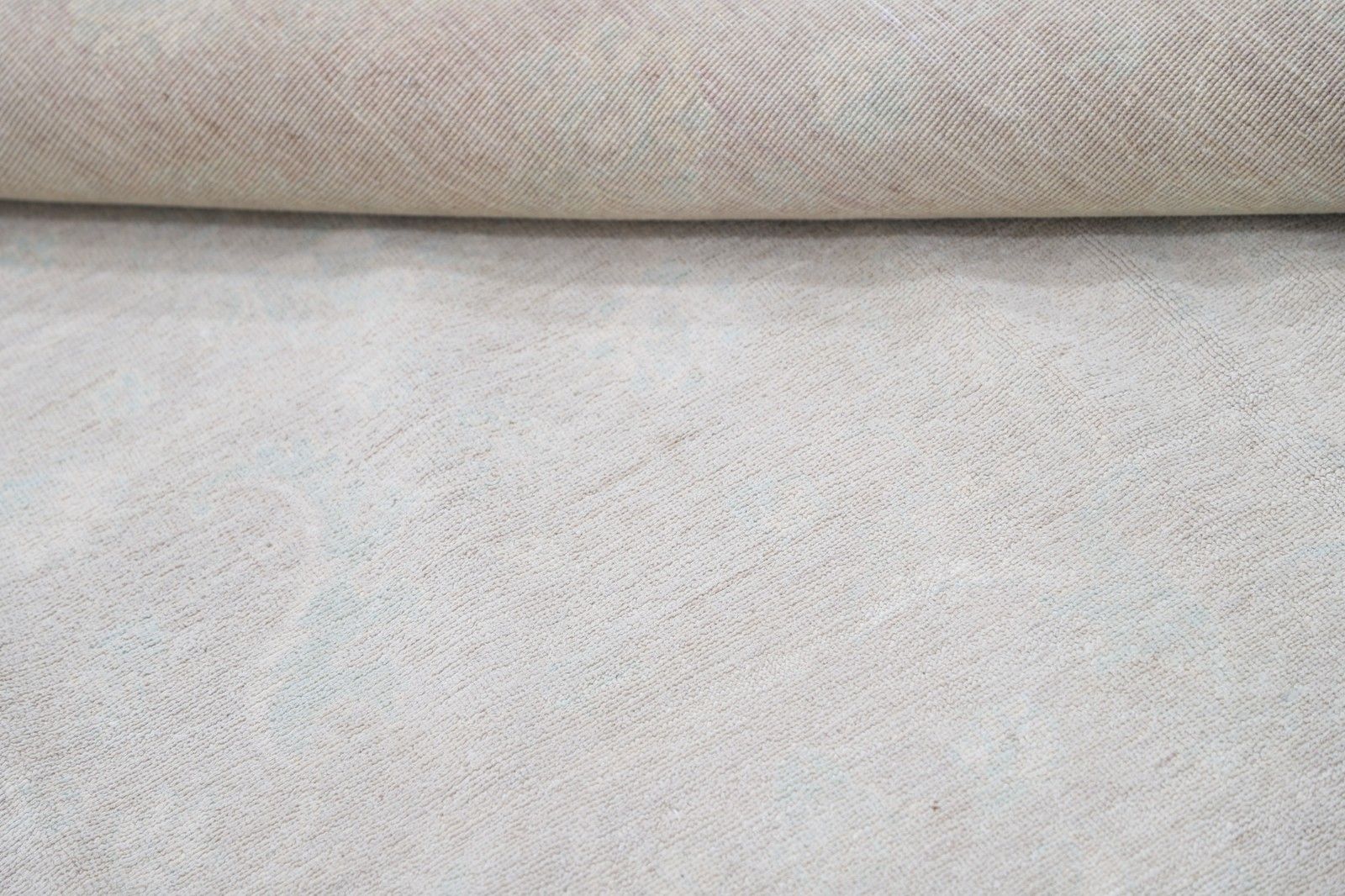 Grand tapis noué à la main 2,37 x 3,08 m pour salon, beige en laine 100 % photo Textiles