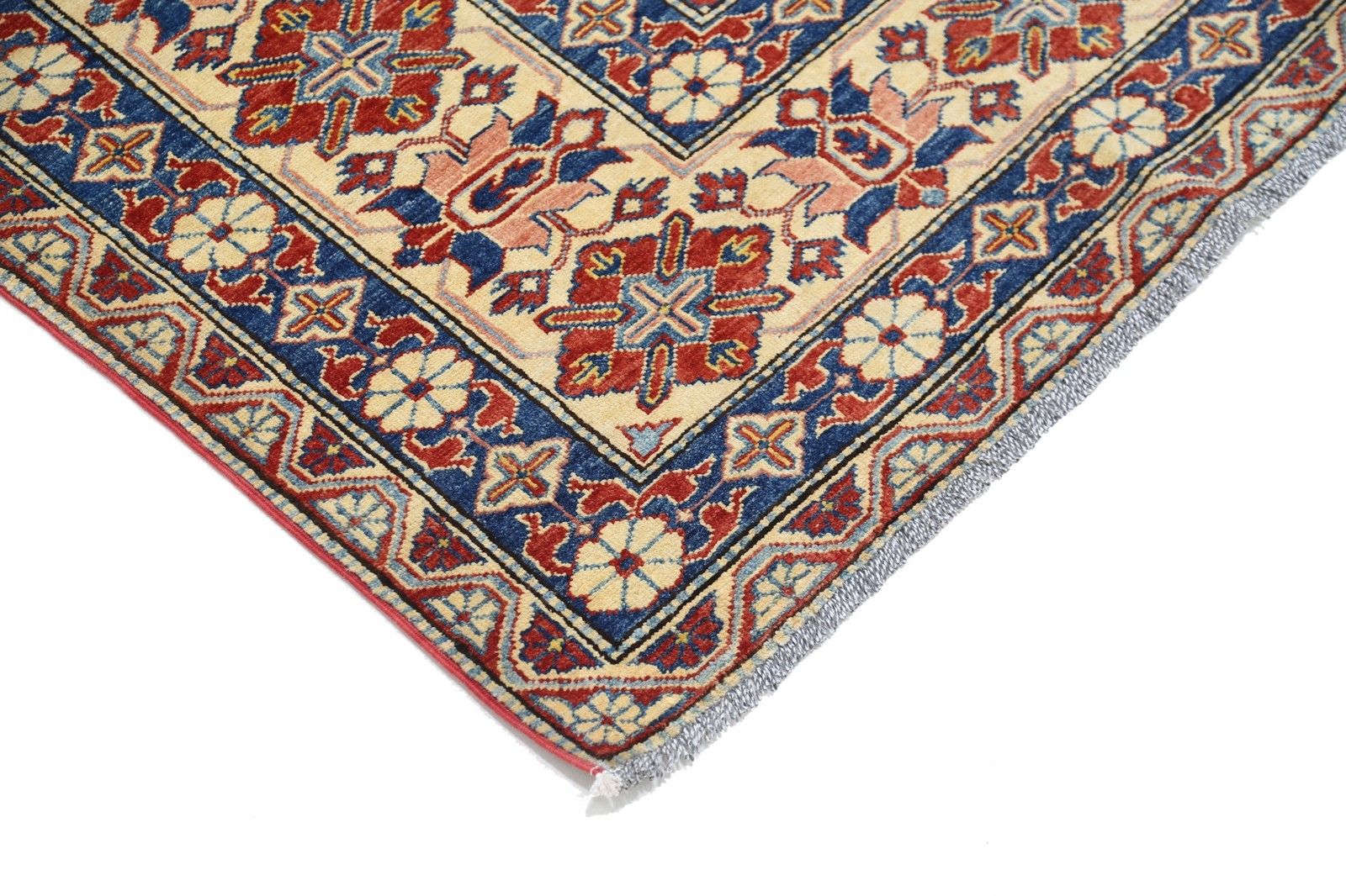8x10.6 Ft Hand Knotted Tribal Rug In Red, Ivory And Blue. Traditional Carpet photo Textiles